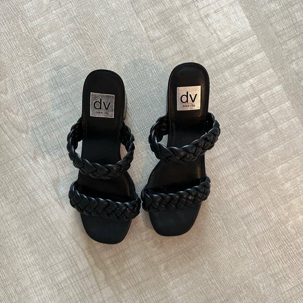 Braided chunky heels